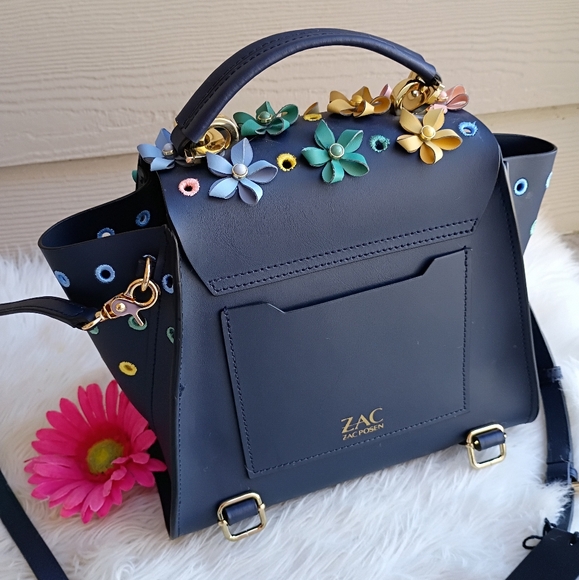 Zac Posen Blue Rainbow Floral Parisian Nights Eartha Top Handle Convertible Bag - Picture 9 of 16